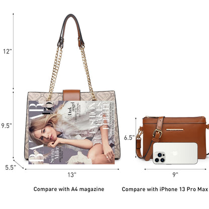 Chic Vegan Leather Hobo Handbag with Matching Clutch - Versatile Tote for Every Occasion